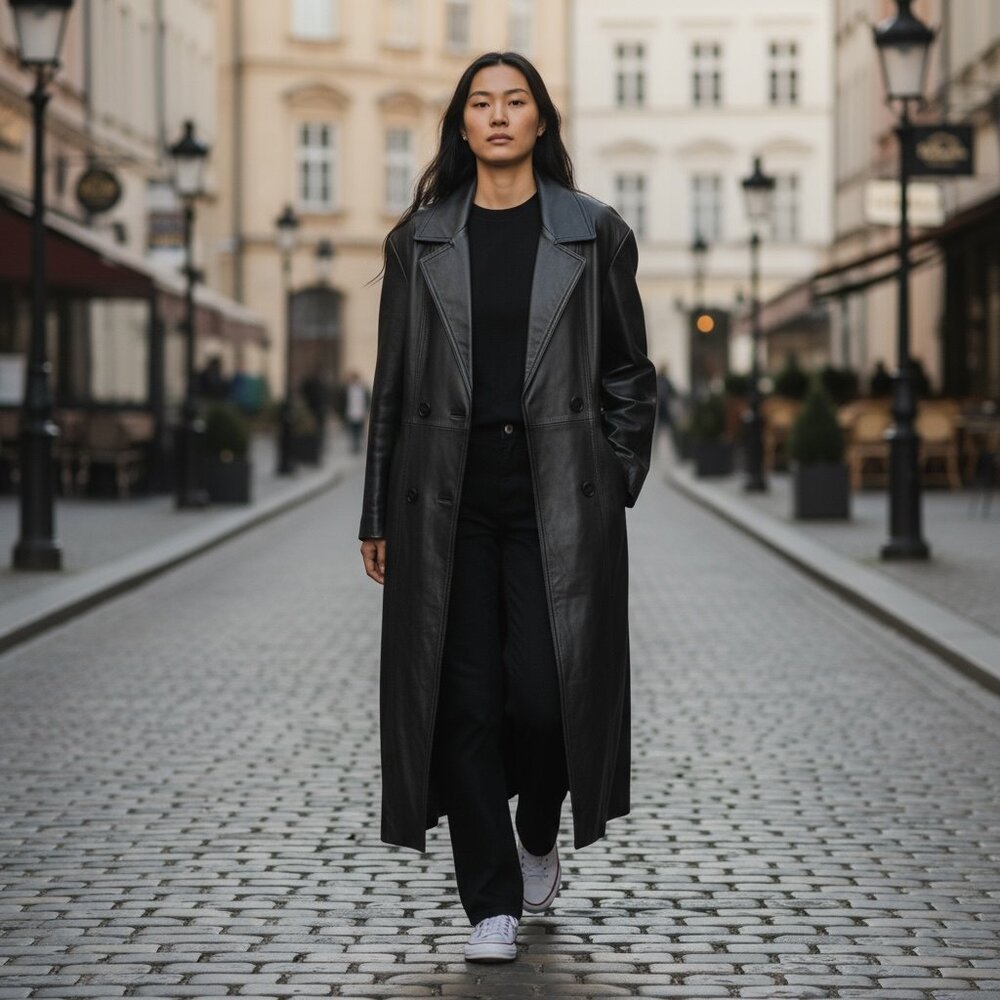 Savannah Vintage 80's Full length leather coat